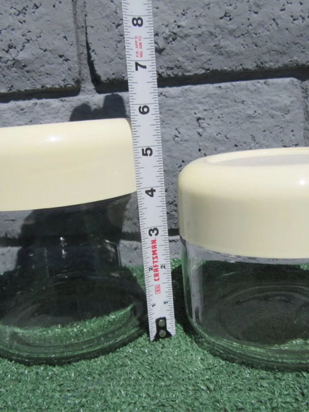 2 Vintage Heller Designs Massimo Vignelli Glass Kitchen Canister White Lid Set